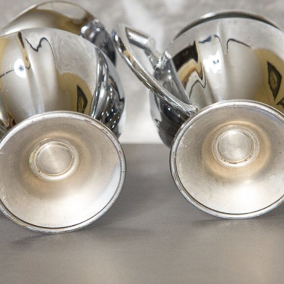 Vintage CHROME Sugar and Creamer Set PAIR - Picture 4 of 14